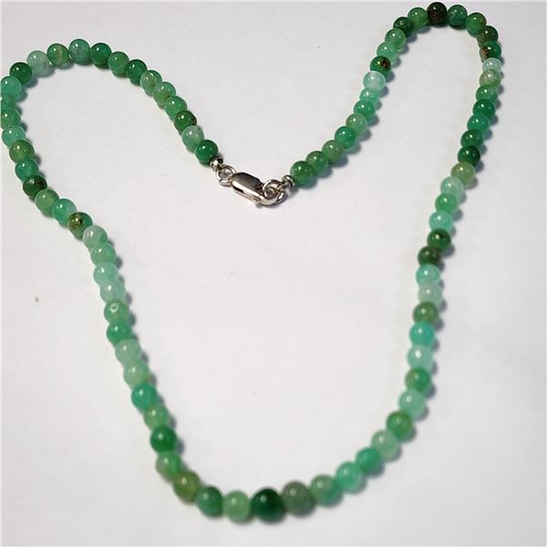 SILVER NATURAL JADE 16" NECKLACE