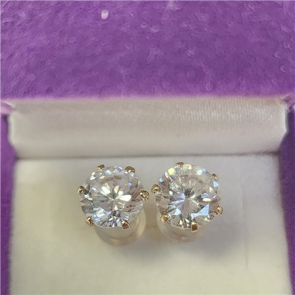 10K YELLOW GOLD CZ 6.5MM EARRINGS