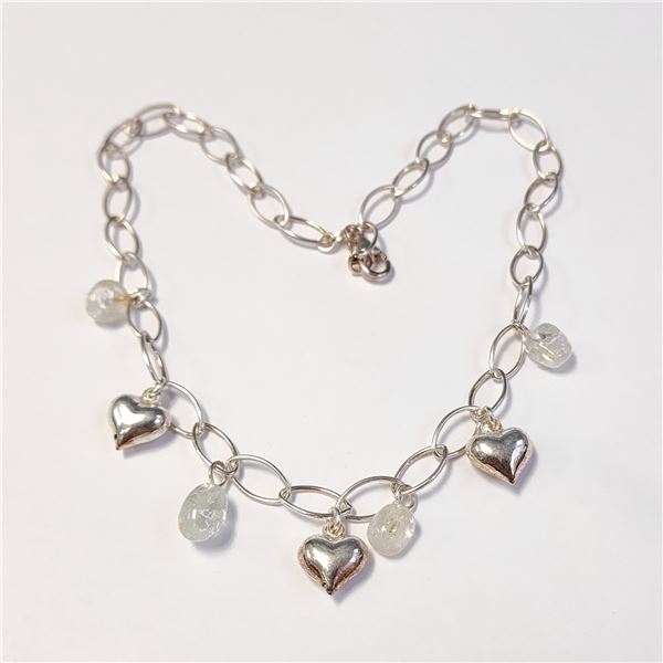 SILVER 16.71G GENUINE GEMSTONE 15" NECKLACE