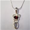 Image 1 : SILVER GARNET AND MOONSTONE 16" NECKLACE