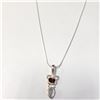 Image 2 : SILVER GARNET AND MOONSTONE 16" NECKLACE