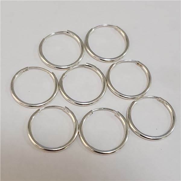 SILVER LOT OF 4 HOOPS EARRINGS