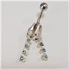 Image 1 : SILVER CUBIC ZIRCONIA BELLY BUTTON(~WEIGHT 3.27G)