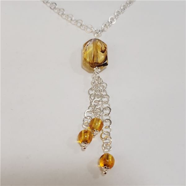 SILVER GEMSTONE NECKLACE (~LENGTH 18INCHES)