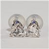 Image 1 : 14K WHITE GOLD CUBIC ZIRCONIA EARRINGS