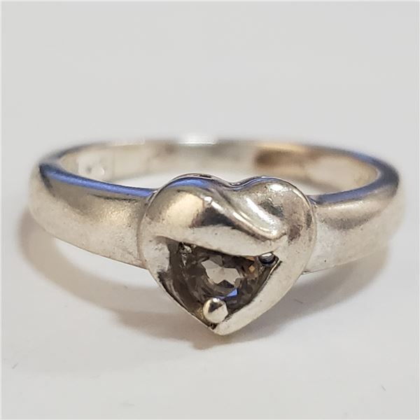 SILVER CUBIC ZIRCONIA RING (SIZE 7)(WEIGHT 3.29G)