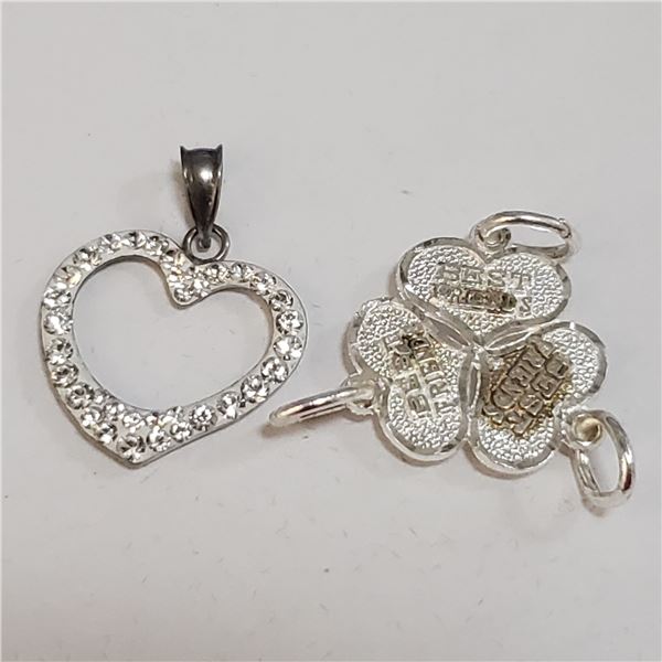 SILVER LOT OF 2 CUBIC ZIRCONIA PENDANT