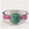 Image 1 : SILVER EMERALD RUBY RING (~SIZE 7.5)