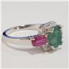 Image 2 : SILVER EMERALD RUBY RING (~SIZE 7.5)