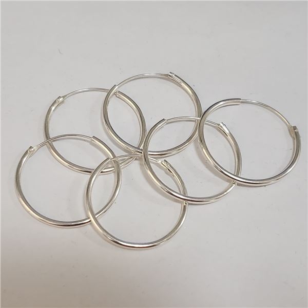 SILVER LOT OF 3 HOOPS EARRINGS(~WEIGHT 4.14G)