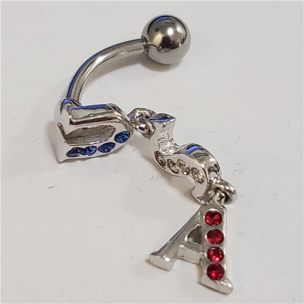 SILVER CUBIC ZIRCONIA BELLY BUTTON