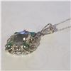 Image 3 : SILVER GREEN AMETHYST EMERALD NECKLACE