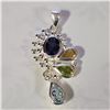 Image 1 : SILVER IOLITE PERIDOT CITRINE PENDANT