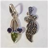 Image 1 : SILVER LOT OF 2 MARCASITE PERIDOT PENDANT
