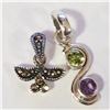 Image 1 : SILVER LOT OF 2 MARCASITE PERIDOT PENDANT