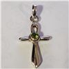 Image 1 : SILVER PERIDOT CROSS PENDANT(~WEIGHT 6.81G)