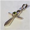 Image 3 : SILVER PERIDOT CROSS PENDANT(~WEIGHT 6.81G)