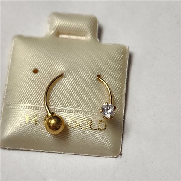14K YELLOW GOLD CUBIC ZIRCONIA BELLY BUTTON
