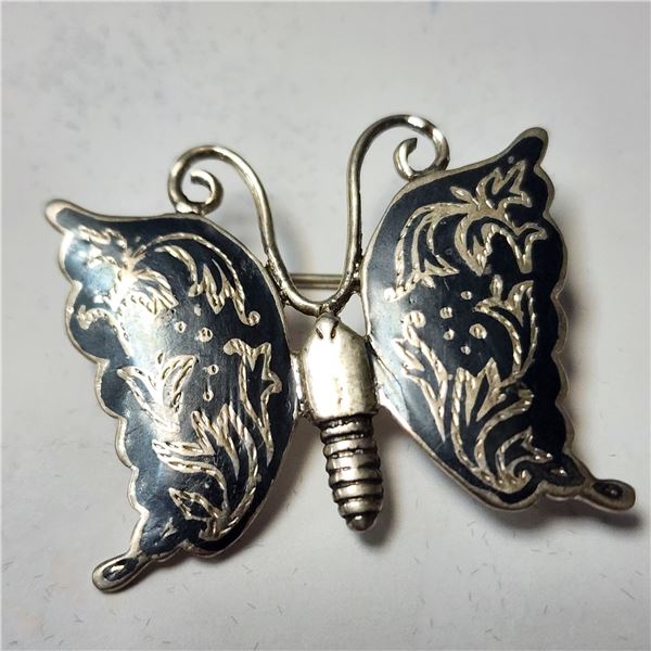 SILVER BUTTERFLY BROOCH