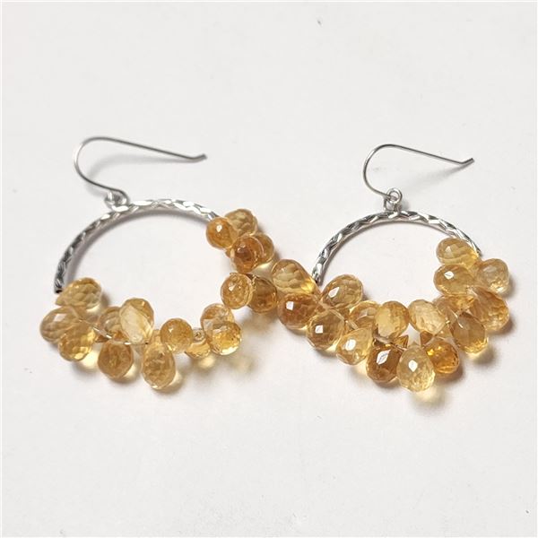 14K WHITE GOLD CITRINE EARRINGS