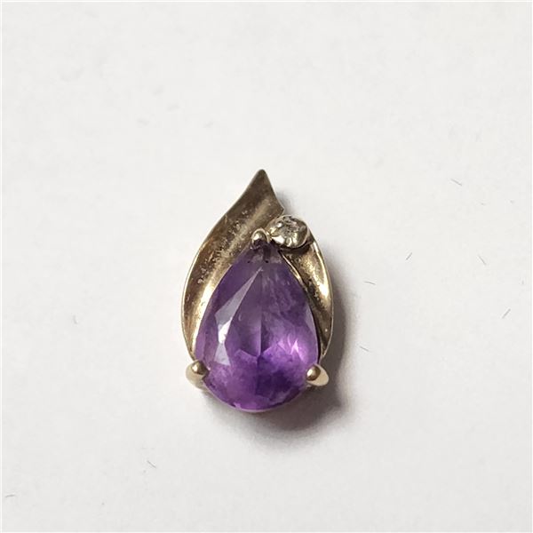 14K YELLOW GOLD AMETHYST(1CT) DIAMOND PENDANT