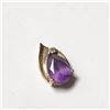 Image 2 : 14K YELLOW GOLD AMETHYST(1CT) DIAMOND PENDANT