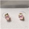 Image 1 : 9K YELLOW GOLD PINK CZ EARRINGS