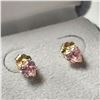 Image 2 : 9K YELLOW GOLD PINK CZ EARRINGS