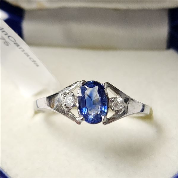 10K WHITE GOLD SAPPHIRE(0.55CT) DIAMOND(0.04CT)