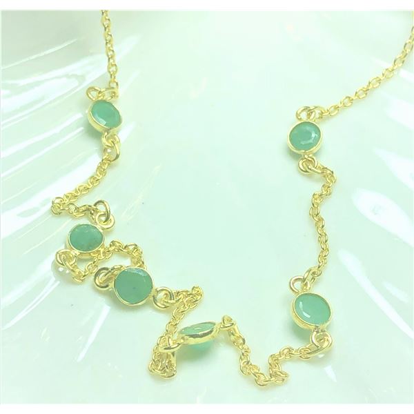 SILVER EMERALD 18" NECKLACE