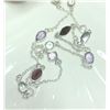 Image 2 : SILVER MULTI GENUINE GEMSTONE 18" NECKLACE