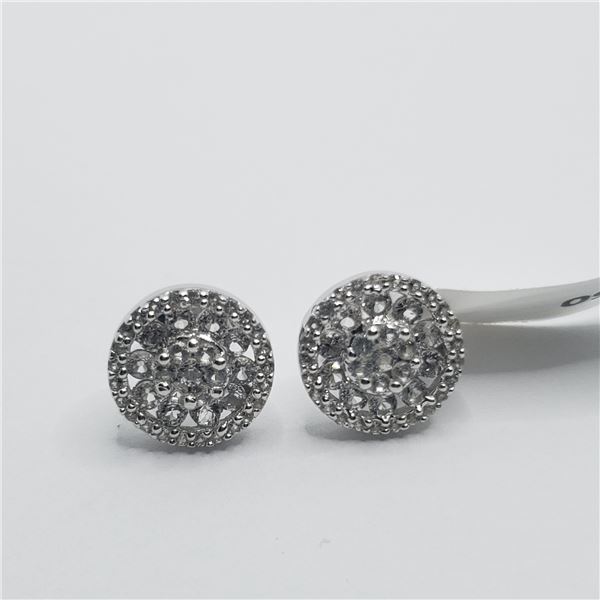 SILVER WHITE TOPAZ(1.3CT) EARRINGS