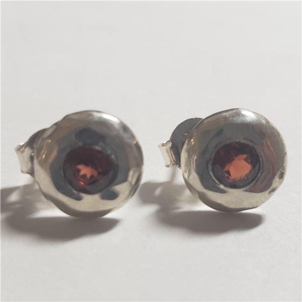 SILVER GARNET EARRINGS
