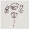 Image 1 : SILVER CUBIC ZIRCONIA EARRINGS, RING & PENDANT