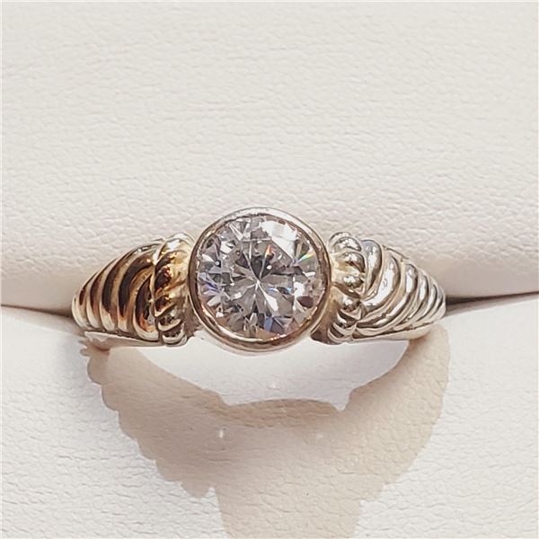 SILVER CUBIC ZIRCONIA  RING (~SIZE 11)