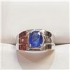 Image 1 : SILVER RHODIUM PLATED SAPPHIRE(4.15CT) MEN'S
