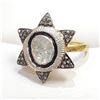 Image 4 : SILVER DIAMOND(0.65CT) GOLD PLATED RING (~SIZE 7)