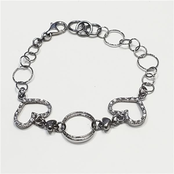 SILVER CUBIC ZIRCONIA BRACELET (~LENGTH 7INCHES)