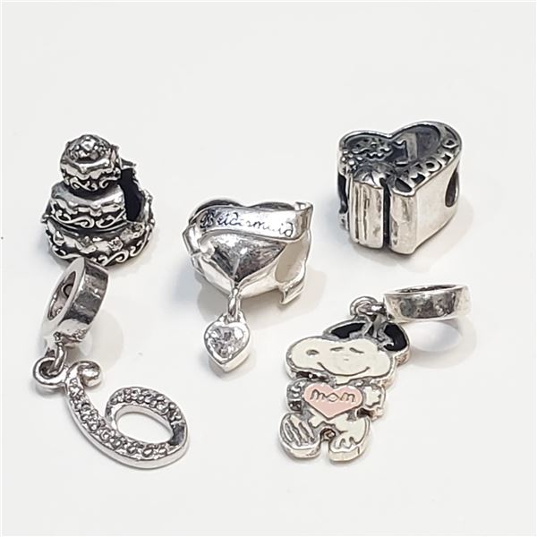 SILVER PANDORA STYLE BEADS PACK OF 5 (~WEIGHT 12G)