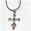 Image 1 : SILVER SMOKEY QUARTZ LARGE CROSS PENDANT