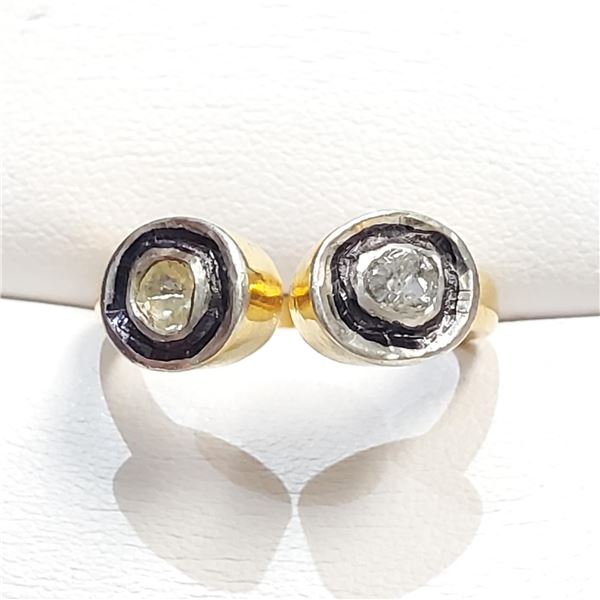 SILVER DIAMOND(0.4CT) GOLD PLATED RING (~SIZE 8)