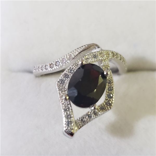 SILVER RHODIUM PLATED SAPPHIRE(1.6CT) RING