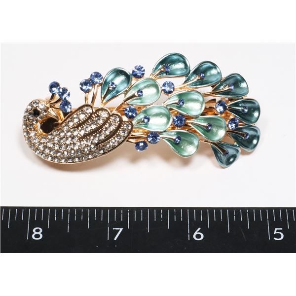NEW RHINESTONE PEACOCK FRENCH HAIR CLIP
