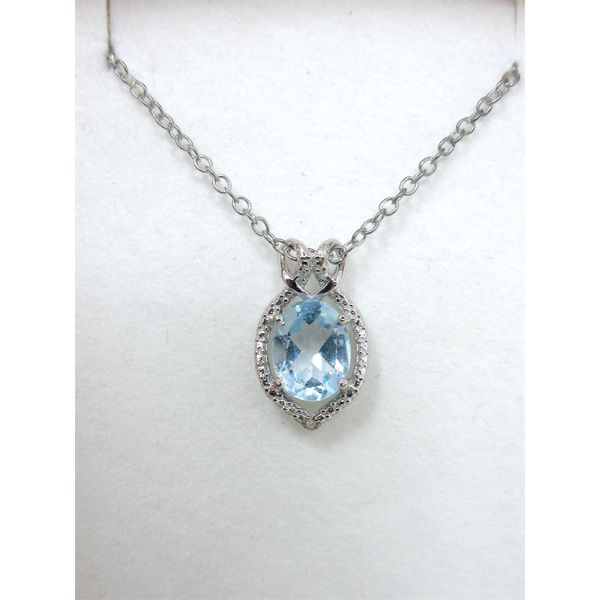 2.5 CT Blue Topaz & Diamond Sterling Silver Pendant 