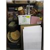 Image 1 : PLASTIC BIN & 3 BOXES OF MISC: BASKETS, SERVING BOWLS, S&P, CUTLERY, ETC.