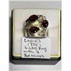 Image 1 : LADIES .925 SILVER RING W/3 RED STONES, SZ 6 3/4