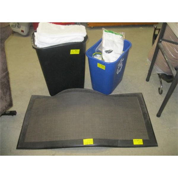 MISC: STANDING MAT, GARBAGE CANS, TOWELS, ETC.
