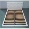 Image 1 : White Queen Size White Leather Bed Frame & Headboard 62"x80"x33"H (no legs or hardware)