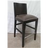 Image 1 : Indo Puri Wooden Barstool w/ Upholstered Seat & Footrest 18"x17"x41"H