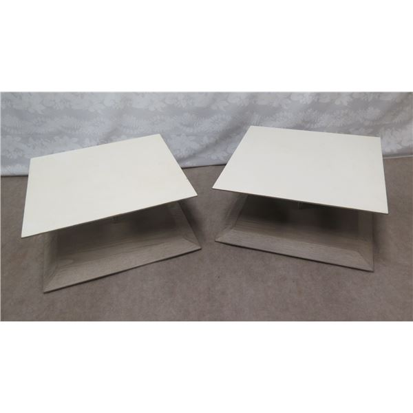 Qty 2 Roberta Schilling Low Coffee Tables w/ Matte Finish & Gray-Wash Interior 23"x23"x10